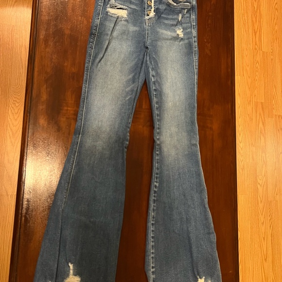 Flying Monkey High Rise Flare Women's Blue Jeans - Picture 3 of 5